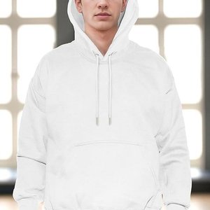<b>Men's</b> Medium <b>White</b> Ultra Soft Fleece Pullover Hoodie Loose Fit <b>Sweatshirt</b> with Pockets Hooded - Product Image 1