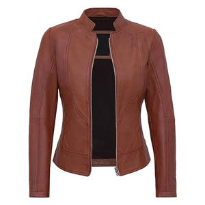 Veste en cuir pour femmes, en cuir d'agneau véritable, élégante, veste en cuir de moto, vêtements de moto et de motard haut de gamme pour femmes - Product Image 1
