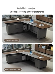 Modern L Shaped Executive Desk Wooden Computer <b>Office</b> Table Custom Management Panel Workstation Easy Assembly - Product Image 2