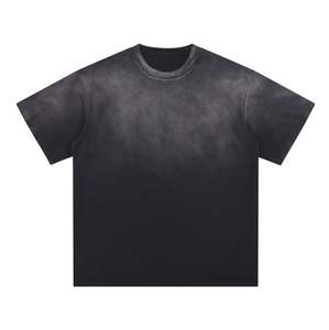 T-shirt en coton lavé à la pierre unisexe personnalisé Boxy Fit en chanvre privé graphique minéral acide doux pré-lavé T Shirt Tees Blue Color Slim - Product Image 6