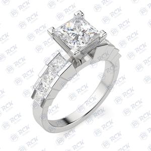 3.00 CTW <b>Princess</b> Cut Solitaire Moissanite Ring for Women Accented Anniversary & <b>Birthday</b> Gift Band Love Ring Band - Product Image 3