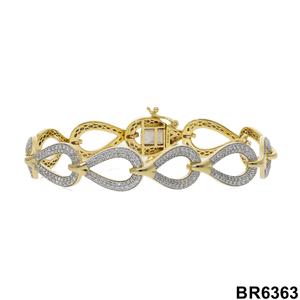 สร้อยข้อมือเพชรทอง14K ที่สง่างามพร้อมการเชื่อมโยงบิดสง่างามและสไตล์ epitome สร้อยข้อมือเพชรและกำไลข้อมือ - Product Image 3