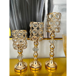 Bougeoir de forme ronde Qualité supérieure Perles de cristal de grande taille T-Light Holder Vaisselle de décoration de mariage parfaite - Product Image 6