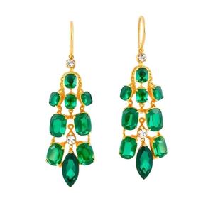 Green Hydro Gemstone Earrings | Multi Size Stones | 925 Sterling <b>Silver</b> 18K Gold Plated Designer Jewelry <b>Wedding</b> Party Wear - Product Image 6