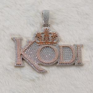 จี้หัวกะโหลกตัวอักษรแบบกำหนดเองสีเหลืองทอง14K ชุบด้วยเพชรโมอิสซาไนต์เครื่องประดับสำหรับปาร์ตี้คลาสสิก - Product Image 2