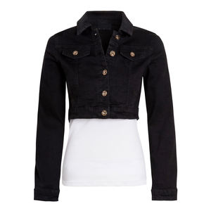 Veste pour femme en jean personnalisée veste à capuche avec broderie florale motif uni respirant pour la saison d'automne - Product Image 1