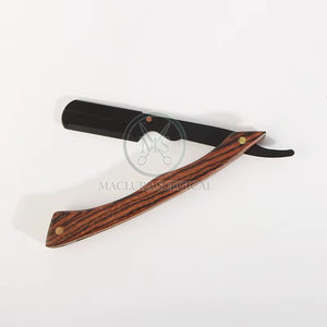 Maquinilla de afeitar profesional de alta resistencia con cuchillas afiladas de acero inoxidable reemplazables, mango de madera para afeitado facial y corporal - Product Image 6