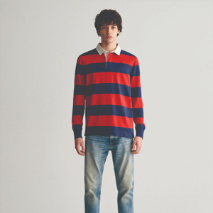 Cómoda camiseta Polo de rugby a rayas para hombre-Alta calidad, transpirable y perfecta para uso diario y actividades al aire libre" - Product Image 1