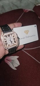 Montre de luxe pour homme, boîtier rectangulaire en acier inoxydable, cadran en cristal, montre glacée, moissanite brillante, mécanique ETA, résistante à l'eau, bracelet - Product Image 6