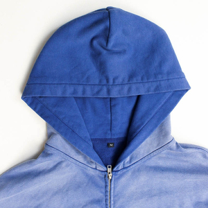 Fabricant de sweat à capuche délavé à l'acide Blue Sunfaded Wash Hoodie French Terry Graphic Vintage Acid Washed Sun Faded Zip up Hoodie - Product Image 4