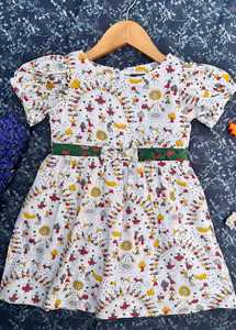 Premium manches bouffantes coton infantile filles robes avant dentelle arc dos fermeture éclair confortable respirant été bambin bébés robe - Product Image 2