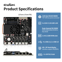 CWWK M12 N6005 NAS-Mainboard 4 x 2,5GbE i226V LAN 6 Bay 2 x M.2 NVMe DDR4 6 x SATA3.0 Homelab Mini-ITX-Mainboard