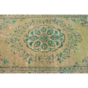 Vintage 4ft 8in Vert Beige Tapis Turc Classique Grande Surface Rectangle Patchwork Conception Seagrass Laine Latex pour Couloir Chambre Décor - Product Image 5