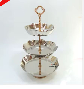 Support à gâteau argenté au design feuille d'or pour hôtel, restaurant et bar - Product Image 5