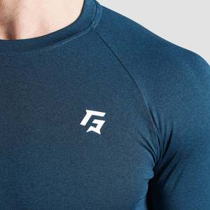 GA Compression Slim Fit <b>Long</b> <b>Sleeves</b> 2.0 (Teal) Breathable Knitted Fabric with Sporty Casual Style Water Printing Logos - Product Image 4