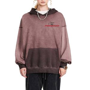 Sudadera con capucha de gran tamaño lavada con ácido negro para hombre, sudadera con logotipo de diamantes de imitación a la moda, sudadera cálida con capucha de 450 Gsm - Product Image 3