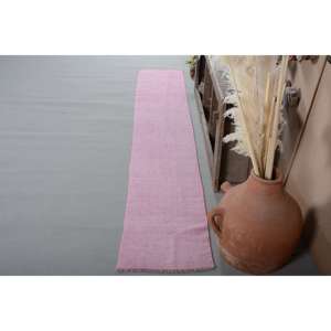 Tapis moderne en laine turque rose vintage de 1,5x10,3 pieds Style Tabriz avec support en latex à motif abstrait pour une utilisation dans le couloir. - Product Image 2