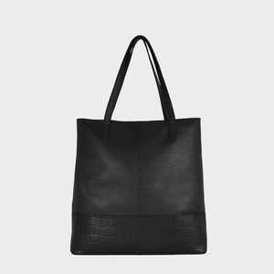 Sac fourre-tout en cuir véritable noir Croc Pebble Grain de style vintage fait à la main Tassel non doublé de haute qualité-Top fournisseur indien - Product Image 4