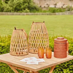 Delightful Large <b>Rattan</b> <b>Lantern</b> With Handles Attractive <b>Rattan</b> Candle <b>Lantern</b> for Decoration - Product Image 3