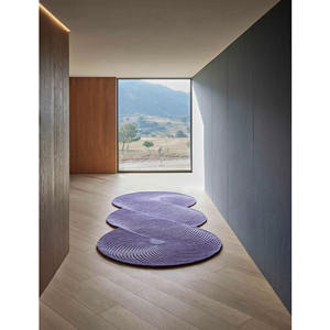 Alfombra de lana hecha a mano personalizada, diseño de onda amarilla, alfombra con patrón de espiral contemporáneo, alfombra artística de lujo con mechones a mano para sala de estar - Product Image 3