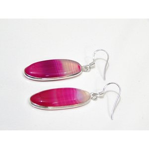 925 Sterling Silver Bio Color Onyx Boucle D'oreille À La Main Rose Bijoux Lunette À La Mode Naturel Rose Bio Couleur Onyx Lunette Boucle D'oreille - Product Image 5