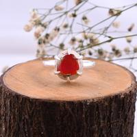 Opale de feu mexicaine belle apparence 925 bague en argent fait à la main conception bijoux anneau opale de feu naturel vente en gros bijoux de haute qualité