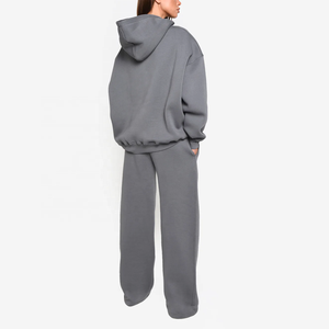 Ensemble deux pièces pour femmes, couleur unie, manches longues, fermeture éclair, col montant, survêtements de sport décontractés - Product Image 5
