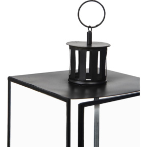 Simple Wind <b>Black</b> Metal <b>Candle</b> <b>Holder</b> Elegant Metal Rim Glass Wind Lantern for Home Christmas Weddings Elegant Centerpieces for - Product Image 3