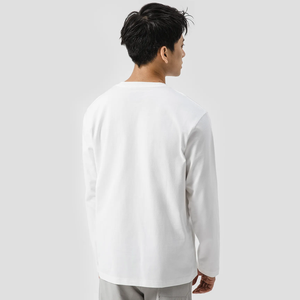 T-shirt basique à manches longues pour homme, coupe classique, 100% coton, motif lettres - Product Image 2