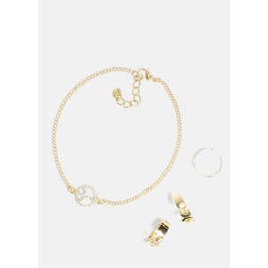 A3shop ชุดสร้อยข้อเท้าและแหวนนิ้วเท้าแฟชั่นสัญลักษณ์สันติภาพประกายระยิบระยับ - Product Image 2