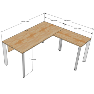 Escritorio Ejecutivo de Lujo en Forma de L con Superficie de Madera de Caucho y Patas Triangulares de Hierro (HBTA016) - Product Image 5