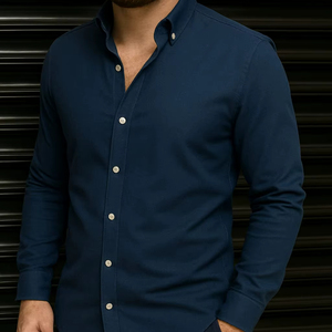 Camisa clásica de manga larga informal con botones para hombre, tejido batik de lino/algodón sólido transpirable de otoño, suministro OEM de talla grande - Product Image 1