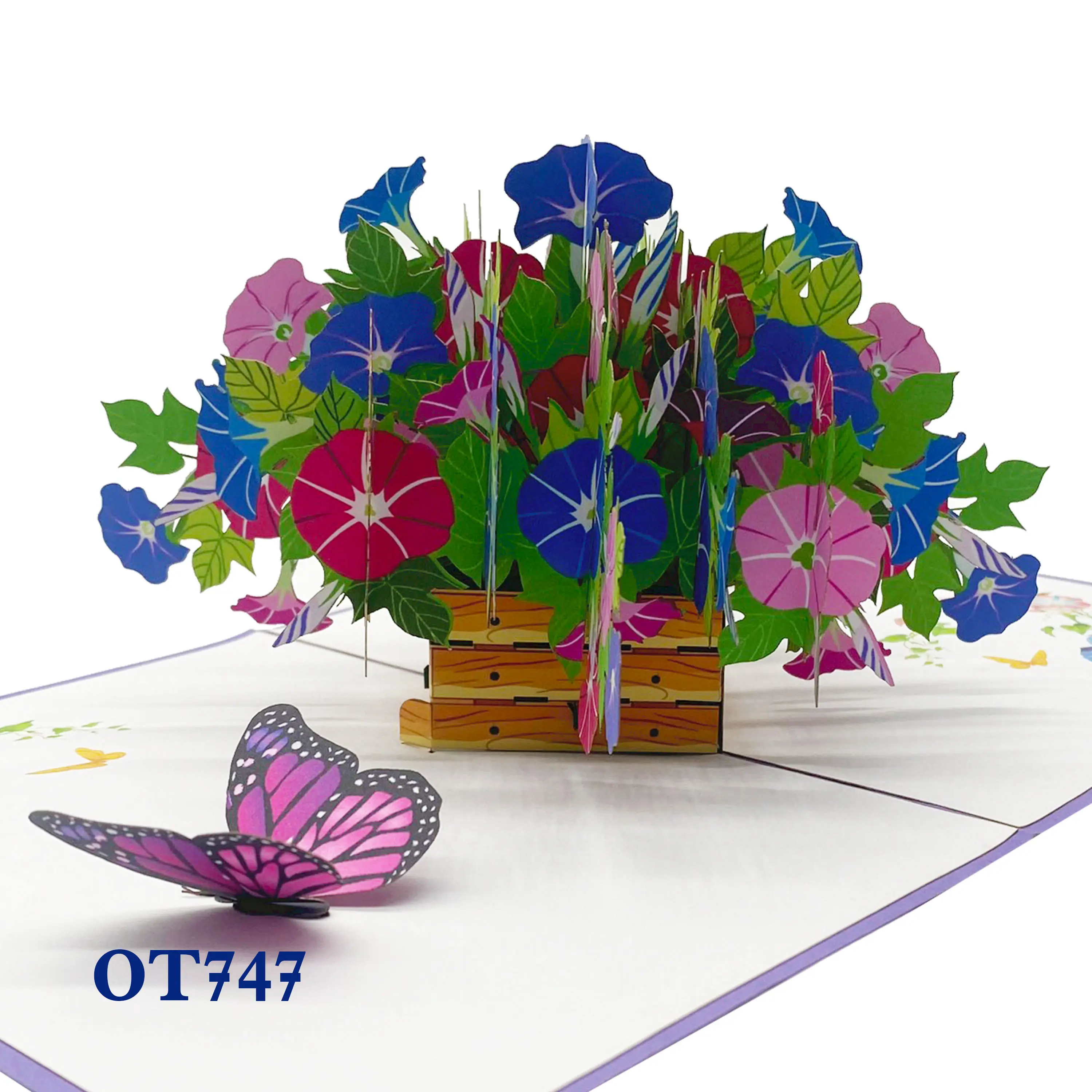 Artesanías de papel Tarjeta de felicitación de papel de flores personalizada 3D pop up gracias Día de la madre gracias Tarjeta de celebración navideña hecha en Vietnam