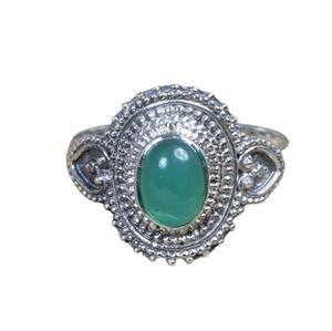 Plata de Ley 925 sólida, cabujón de ónix verde Natural, piedra preciosa, anillo hecho a mano, joyería de plata de ley 925, anillo estampado, joyería - Product Image 1