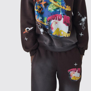 OEM sudaderas con capucha de alta calidad de los hombres nueva moda de color personalizado mezclado de gran tamaño gota hombro invierno Sudadera con capucha diseño impreso - Product Image 3