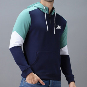 Windproof Cotton Made Men Short Zip Hoodies Customized Logo Quick Dry Basics Short Zip Hoodies - Product Image 2