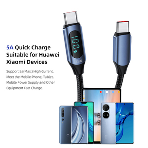 PD 100W 1M 2M Cabo Cabos <span class=keywords><strong>USB</strong></span> tipo <span class=keywords><strong>C</strong></span> a tipo <span class=keywords><strong>C</strong></span> Cable de carga rápida Para Celular <span class=keywords><strong>Kabel</strong></span> Cable de carga de teléfono de datos con pantalla - Product Image 6