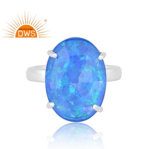 Design chaud en argent Sterling synthétique vert opale de feu bague en pierres précieuses conception personnalisée bijoux pour femmes cadeau pour elle - Product Image 3