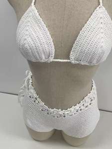 Top de Bikini Personalizado para Mujer, Falda de Bikini Tejida a Mano con Cierre de Gancho, Estilo Europeo Americano, Decoración de Encaje, Logotipo en la Cintura - Product Image 6