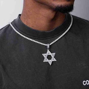 Collar con Colgante de Estrella Estilo Hip Hop, con Incrustaciones de Diamantes Moissanite Corte Baguette, Joyería de Moda para Hombres y Mujeres, Collar Personalizado con Dijes Brillantes - Product Image 3