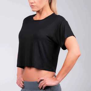 Derniers hauts courts en toile respirants à séchage rapide à manches courtes et col rond décontractés pour femmes de haute qualité tendance toutes saisons - Product Image 2