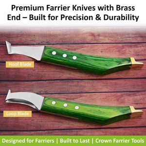 Herramientas de cuidado de pezuñas veterinarias a granel, juego de cuchillos para pezuñas con bucle y cuchillo afilado, cuchillos para dar forma a las pezuñas, mango de madera - Product Image 5