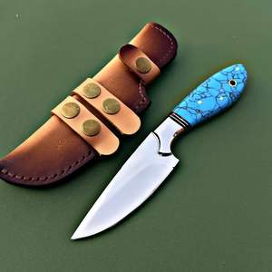 Cuchillo de Caza de Acero de Damasco 2024 Hecho a Mano con Acero con Alto Contenido de Carbono, Encuentra un Icono Similar, Venta al por Mayor, Mango Verde Hecho a Mano, Funda Fina - Product Image 5