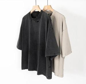 เสื้อยืดผู้ชายผ้าฝ้ายถัก 100% คุณภาพสูง สไตล์วินเทจ ล้างสีแบบแอซิด แห้งเร็ว พิมพ์โลโก้ตามสั่ง ดีไซน์หรูหรา - Product Image 3