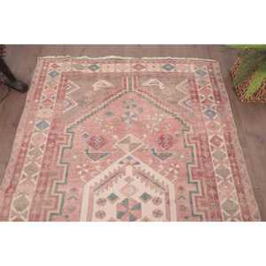 Tapis turc vintage rouge et bleu en laine orientale 4,8x7 pieds, design patchwork écologique avec envers en latex - Product Image 4