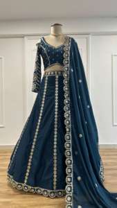 Indian Traditional Wear Malai Silk Lehenga with Sequins Work and Zari Work Lehenga Choli for <b>Wedding</b> and Festival Function <b>Dress</b> - Product Image 6