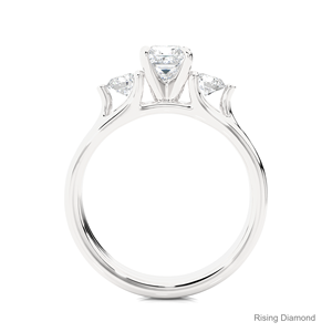 Princesse Cut Lab Grown Diamond Trois Pierre Bague de fiançailles en or rose Bague cadeau d'anniversaire pour elle - Product Image 6