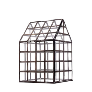 Terrario de cristal con marco de Metal negro moderno, jarrón de mesa decorativo para boda, forma de casa hecha a mano ecológica para plantas - Product Image 4