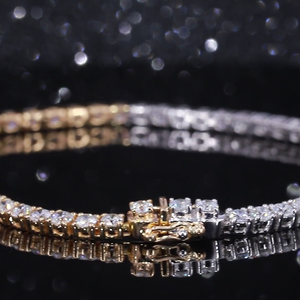 Bijoux de mode 14K jaune et or blanc 2.3mm D couleur moissanite diamant Bracelet de tennis pour les femmes - Product Image 3