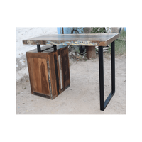 Escritorio industrial de hierro y madera con 3 cajones, muebles de estudio modernos para sala de estar, negro y madera Metal, acabado de cera PP, 130x60x76 cm